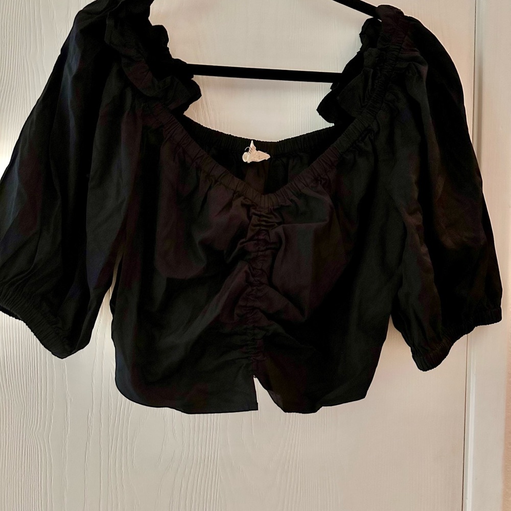 Open edit black cropped top